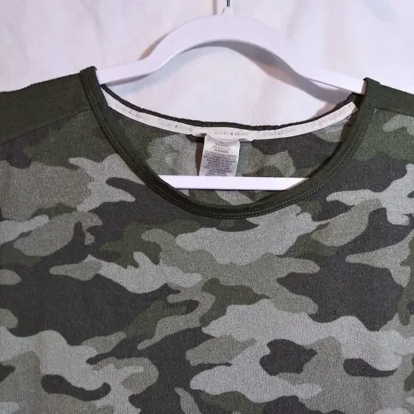 Lucky Brand Camouflage Soft Knit T-Shirt and Shorts Set Loungewear Pjs Size L - Picture 3 of 11